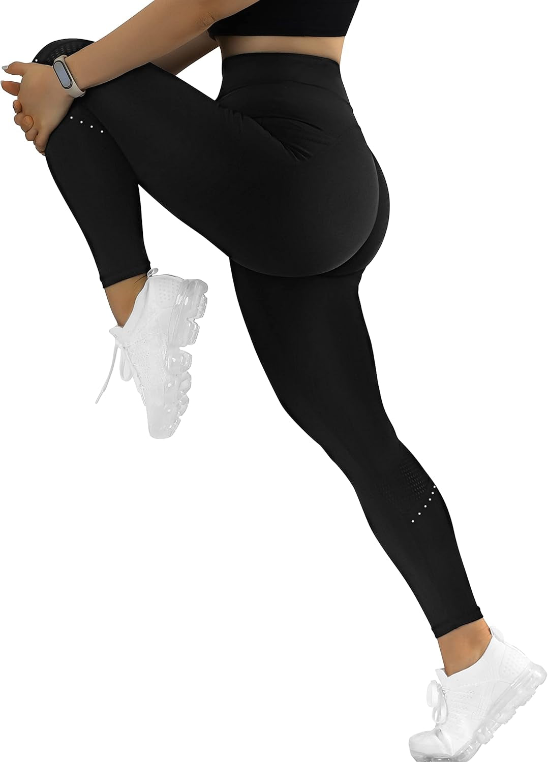Women Booty Workout Leggings with Pockets Contour High Waisted Gym Yoga Pants(M,853-Black)