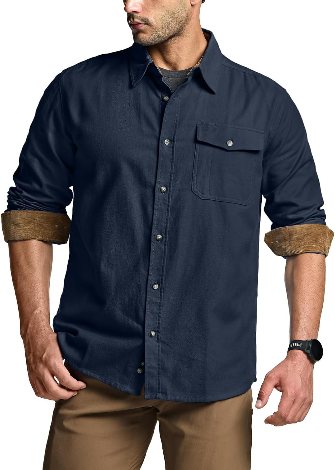 Men'S 100% All Cotton Button down Flannel Shirts, Long Sleeve Brushed Warm Soft Casual Outdoor Plaid Shirt