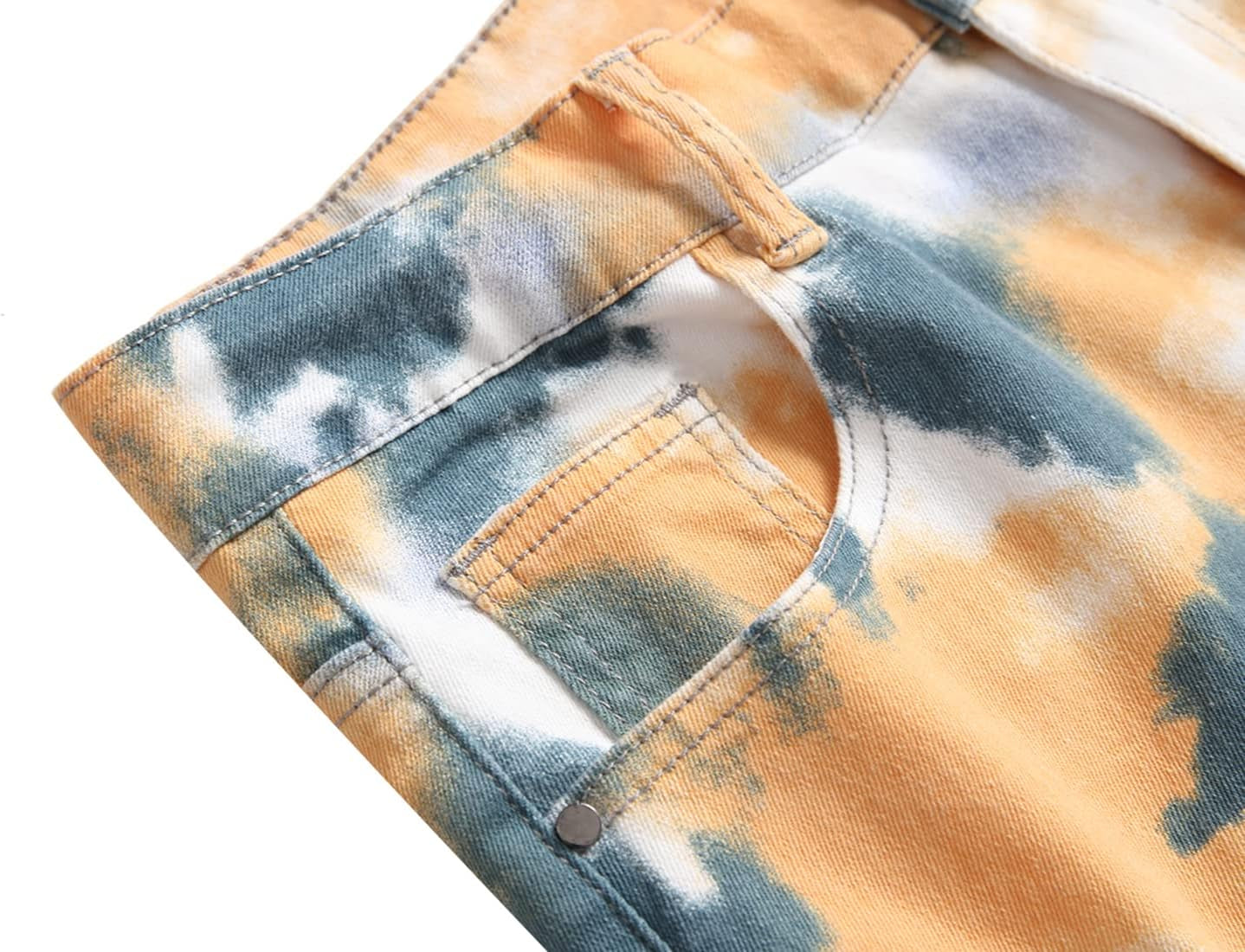Men'S Skinny Stretch Jeans Fashion Printed Slim Fit Jeans Comfort Flex Waist Casual Pants