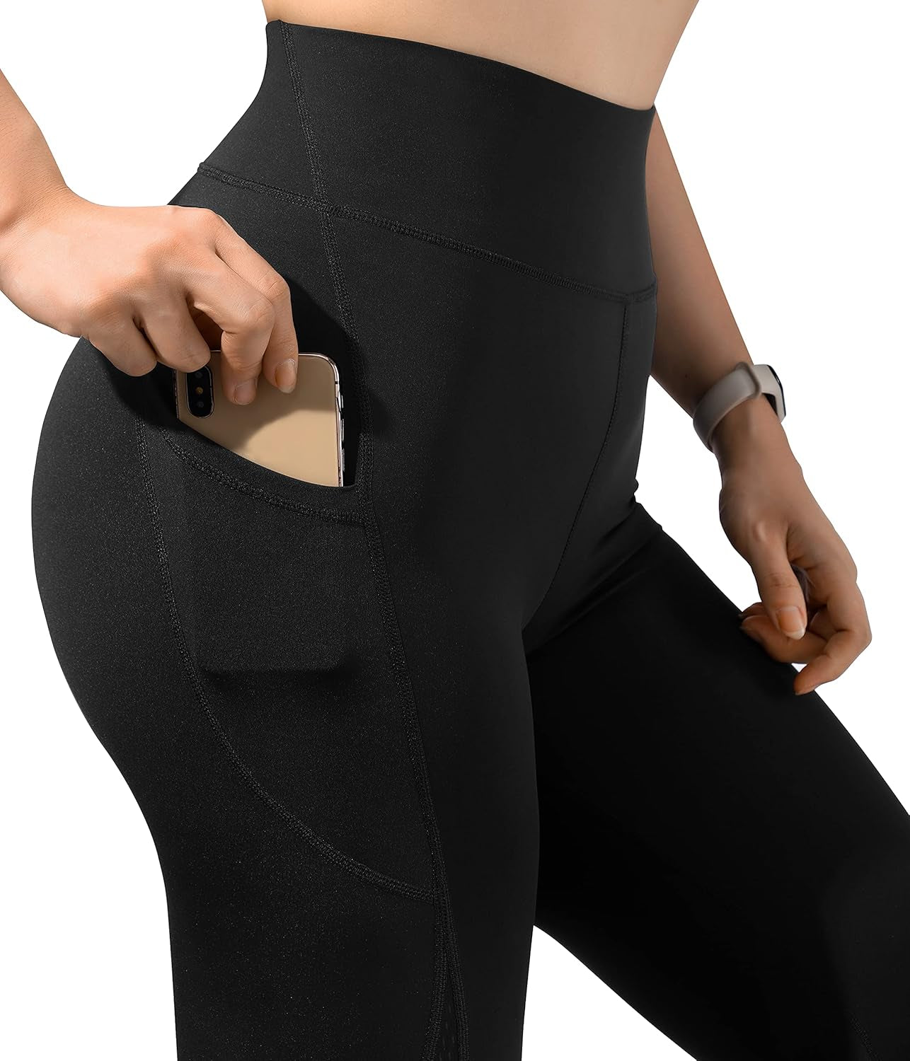 Women Booty Workout Leggings with Pockets Contour High Waisted Gym Yoga Pants(M,853-Black)