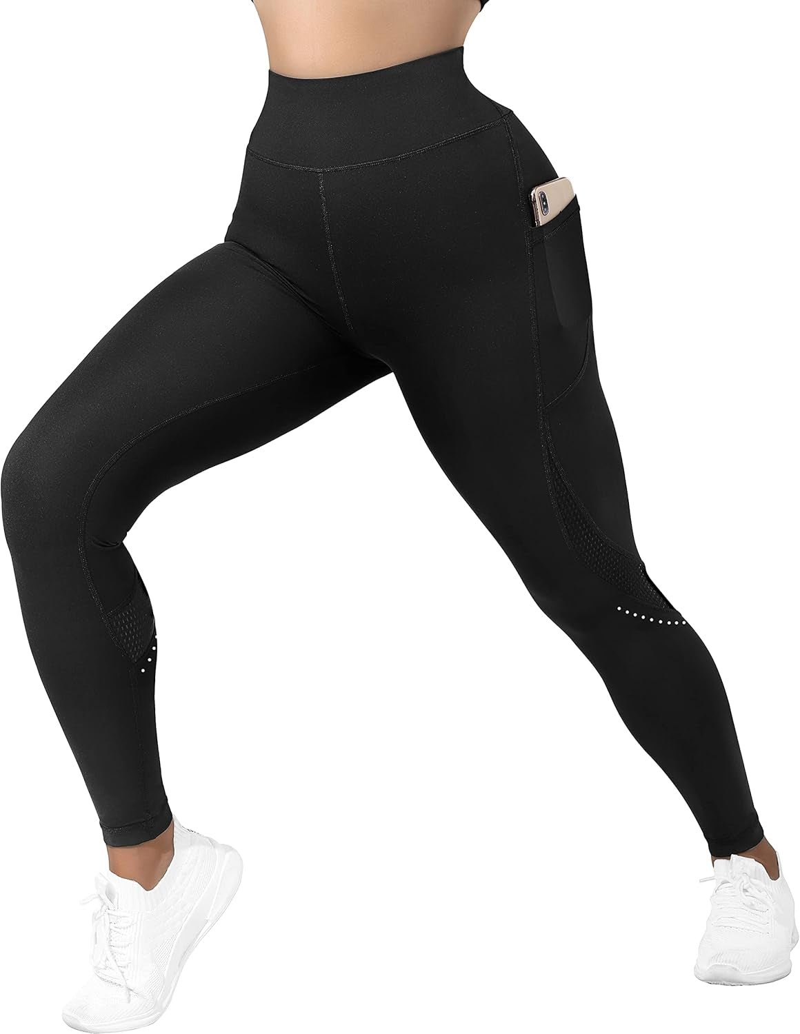 Women Booty Workout Leggings with Pockets Contour High Waisted Gym Yoga Pants(M,853-Black)