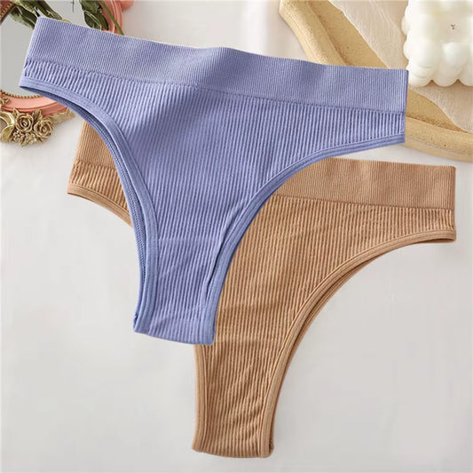 2Pcs/Set Sexy Thong Panties Women'S Underwear G-String Female Underpants Seamless Briefs Intimates Sexy Lingerie T-Back Pantys