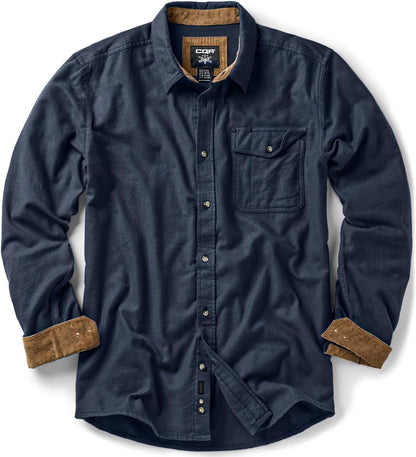 Men'S 100% All Cotton Button down Flannel Shirts, Long Sleeve Brushed Warm Soft Casual Outdoor Plaid Shirt