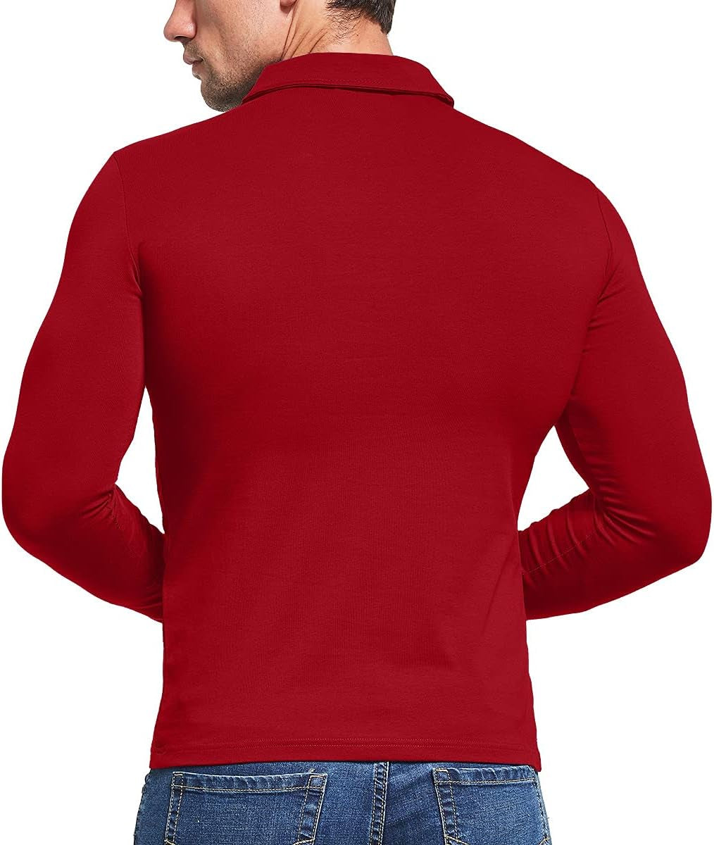 Men'S Short&Long Sleeve Polo Shirts Cotton Slim Fit Solid Casual Summer Button Collared Golf Shirt
