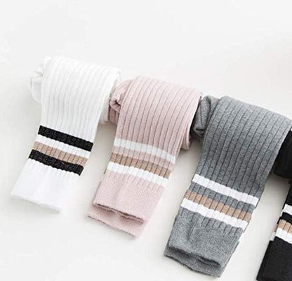 Little Baby Girls Ankle Length Knit Footless Tights Cable Knit Leggings (6-8 Years, CG1771)
