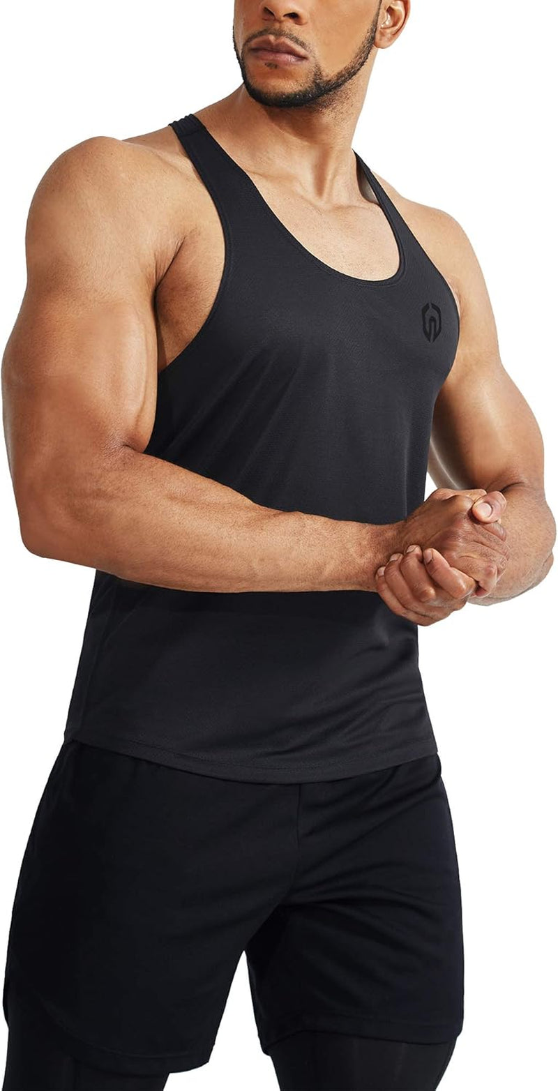 Men'S Workout Running Tank Top Sleeveless Gym Athletic Shirts Pack of 3,5080,Black/Blue/Navy,M