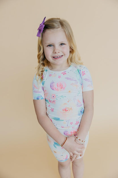 2 Piece Pajama Sets, Stylish Short Sleeve Pajamas for Babies Toddlers and Kids, Ultra-Soft Premium Material, 24 Months, Bloom