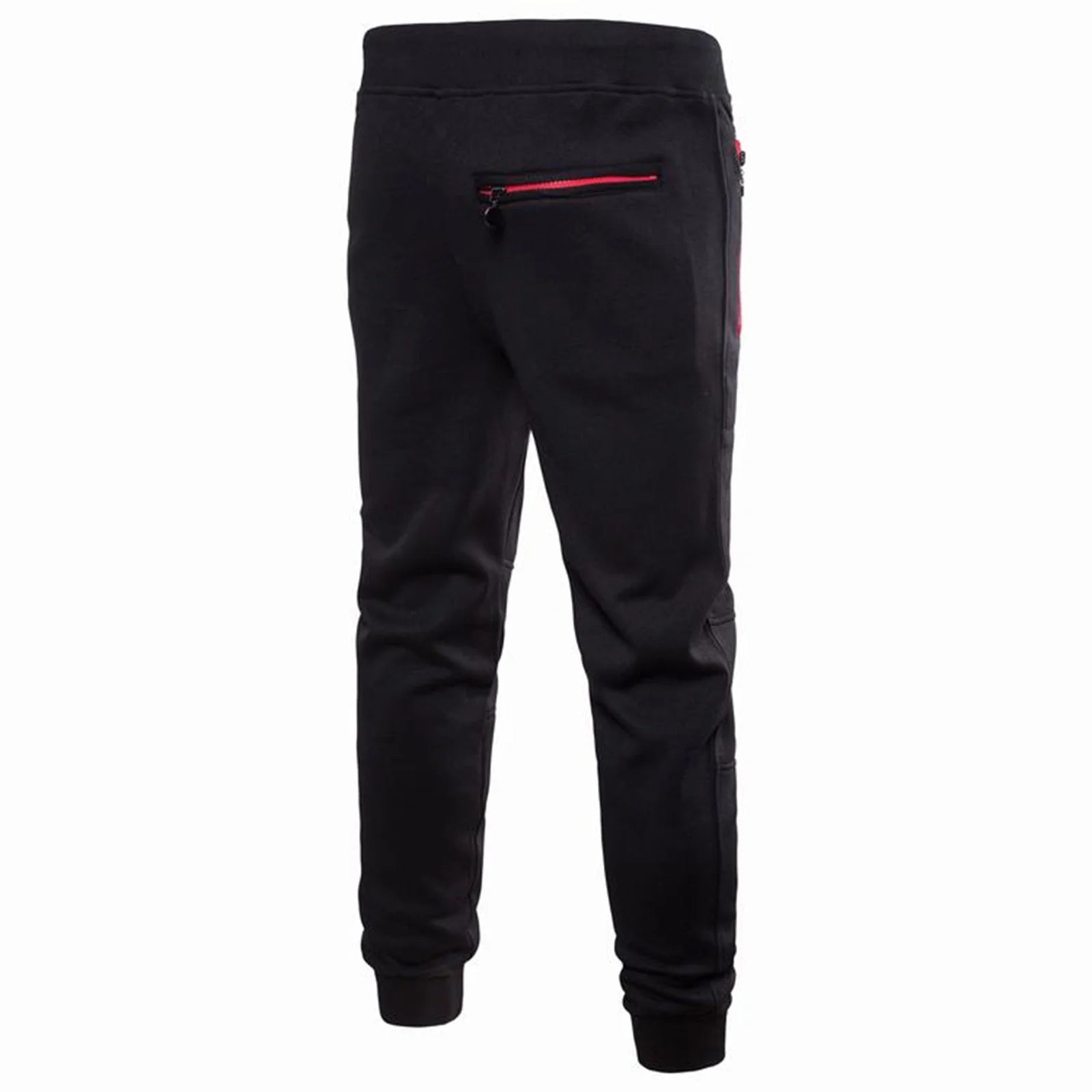 Men'S Solid Drawstring Pants Elastic Waist Tapered Joggers Slim Stretch Sweatpants Zipper Pocket Fitness Trousers Fashion Hippie Regular Fit Fall Winter Outdoor Casual Long Pants