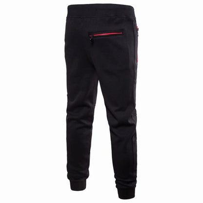 Men'S Solid Drawstring Pants Elastic Waist Tapered Joggers Slim Stretch Sweatpants Zipper Pocket Fitness Trousers Fashion Hippie Regular Fit Fall Winter Outdoor Casual Long Pants