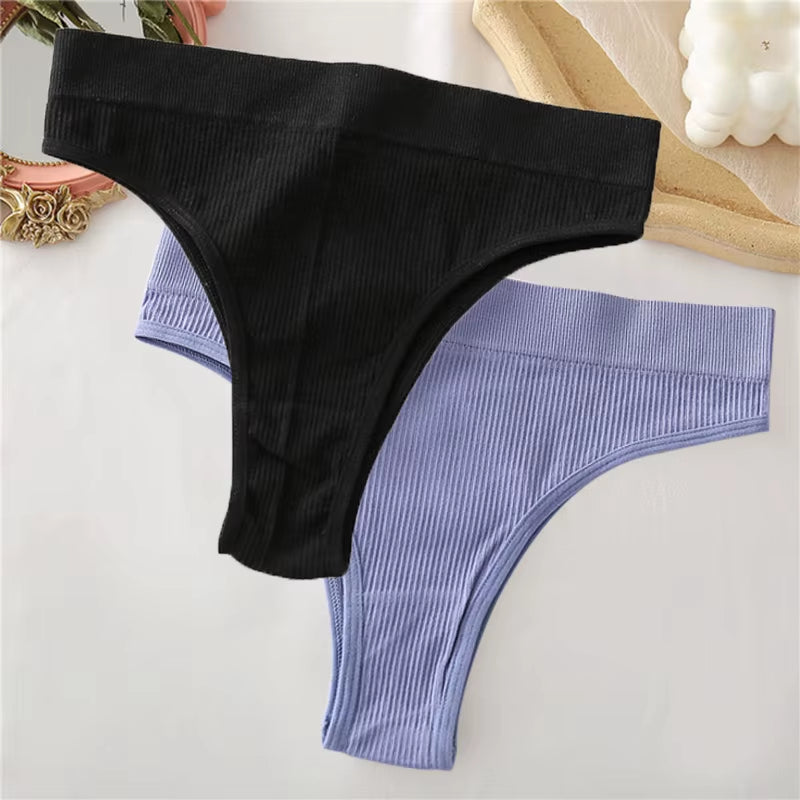 2Pcs/Set Sexy Thong Panties Women'S Underwear G-String Female Underpants Seamless Briefs Intimates Sexy Lingerie T-Back Pantys