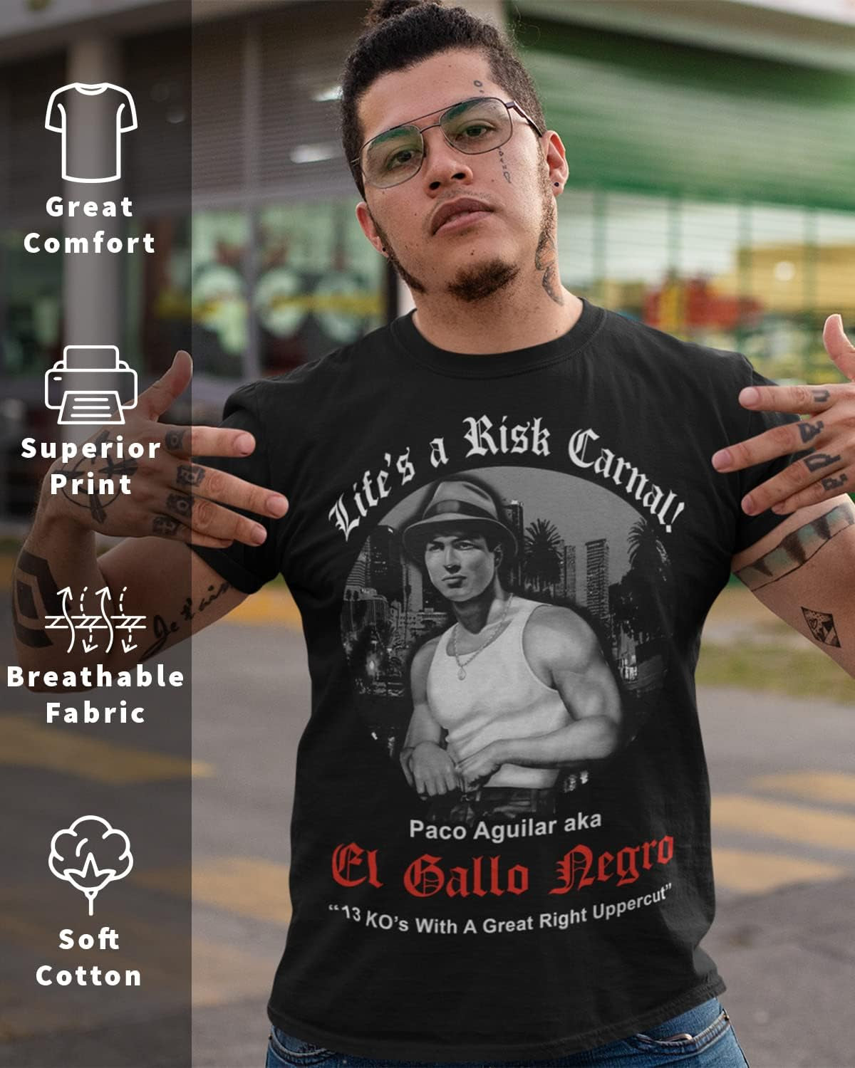 Mens Chicano Inspired Vatos Shirt Blood in Blood Out Movie Tribute Tee Black