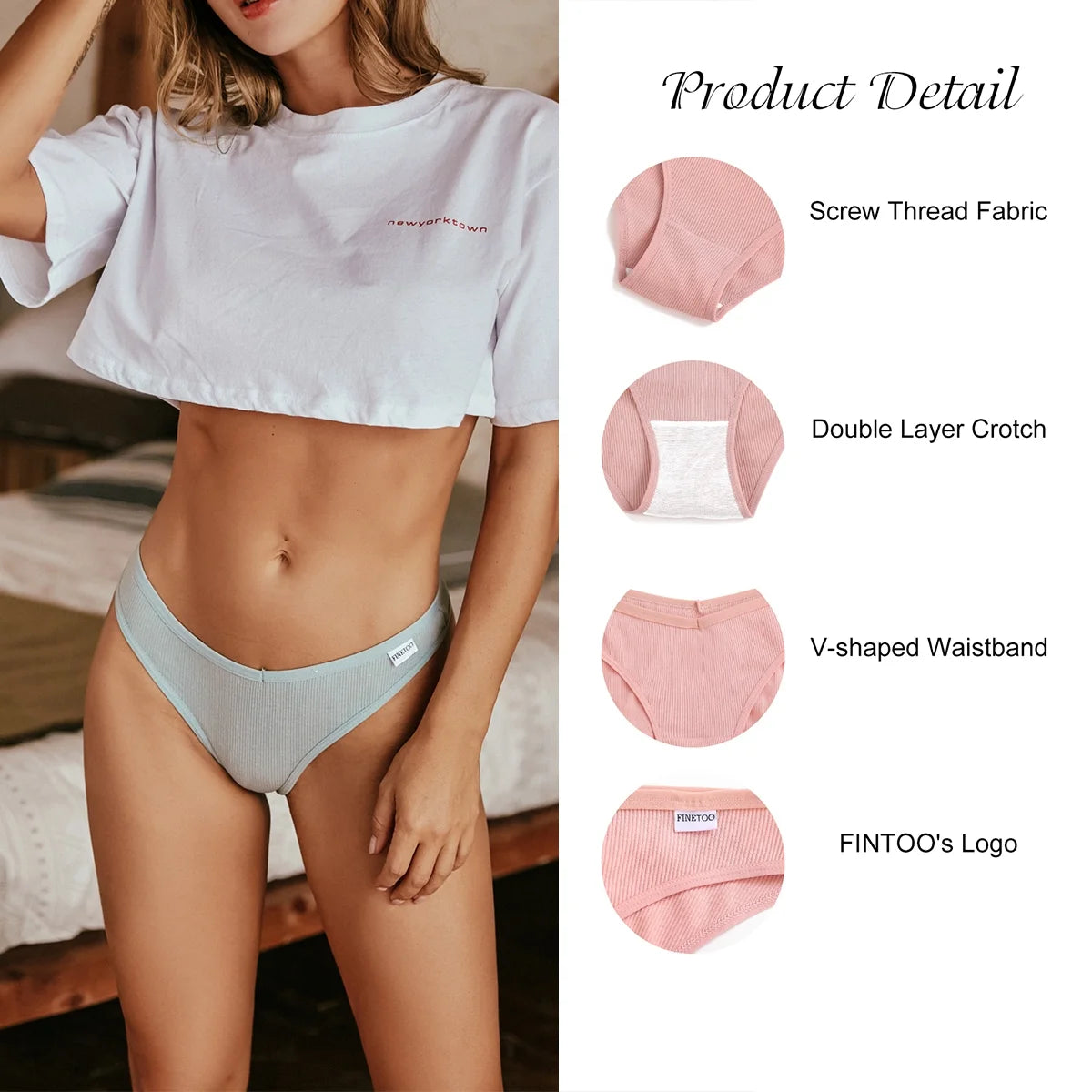 Womens Cotton Underwear Soft Stretch Bikini Panties High Cut Panties Low Rise Hipster Cheeky S-XL 6Pack