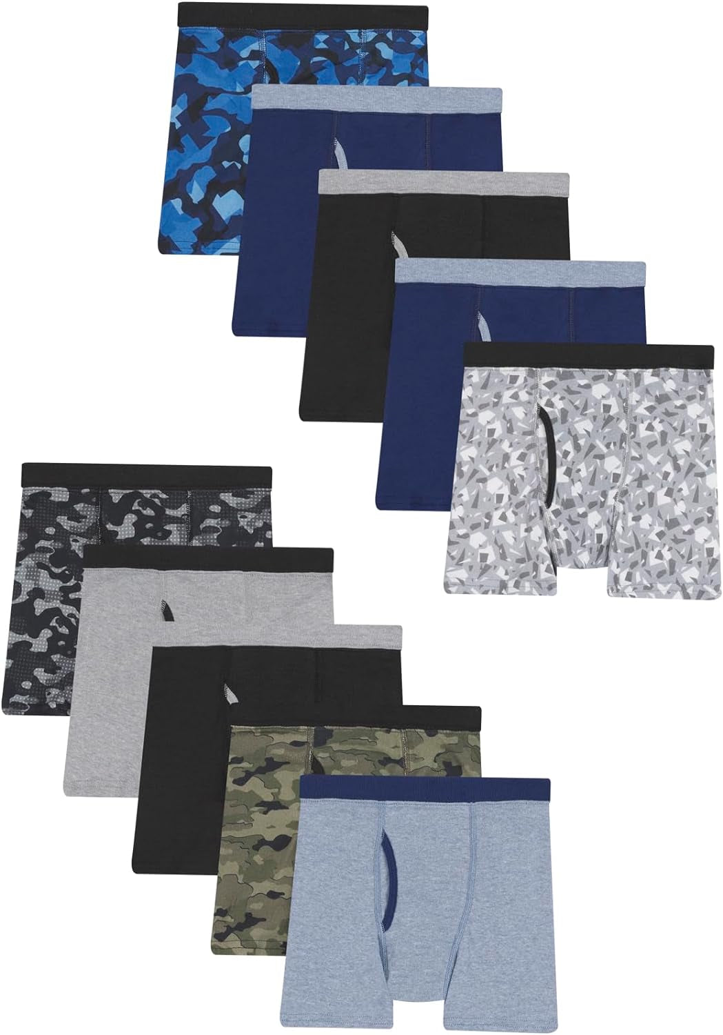 Boys' Boxer Briefs, Moisture-Wicking Underwear for Boys & Toddlers, Assorted, 10 or 12 Pack