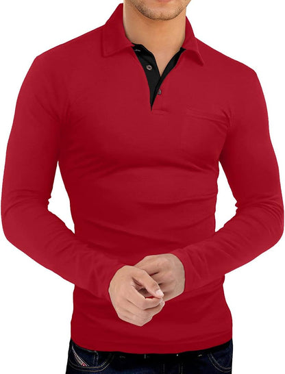 Men'S Short&Long Sleeve Polo Shirts Cotton Slim Fit Solid Casual Summer Button Collared Golf Shirt