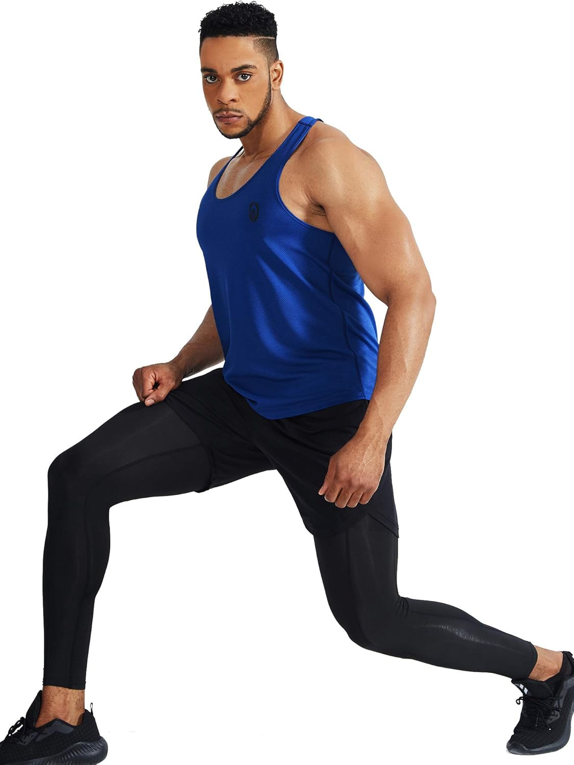 Men'S Workout Running Tank Top Sleeveless Gym Athletic Shirts Pack of 3,5080,Black/Blue/Navy,M
