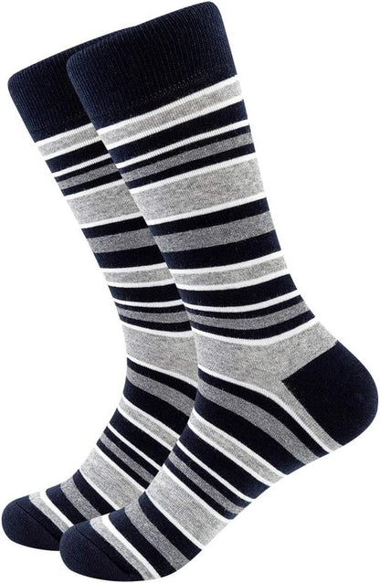 Men'S Fun Dress Socks-Colorful Funny Novelty Crew Art Socks (6Pairs-Colorful Stripe)