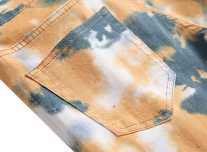 Men'S Skinny Stretch Jeans Fashion Printed Slim Fit Jeans Comfort Flex Waist Casual Pants