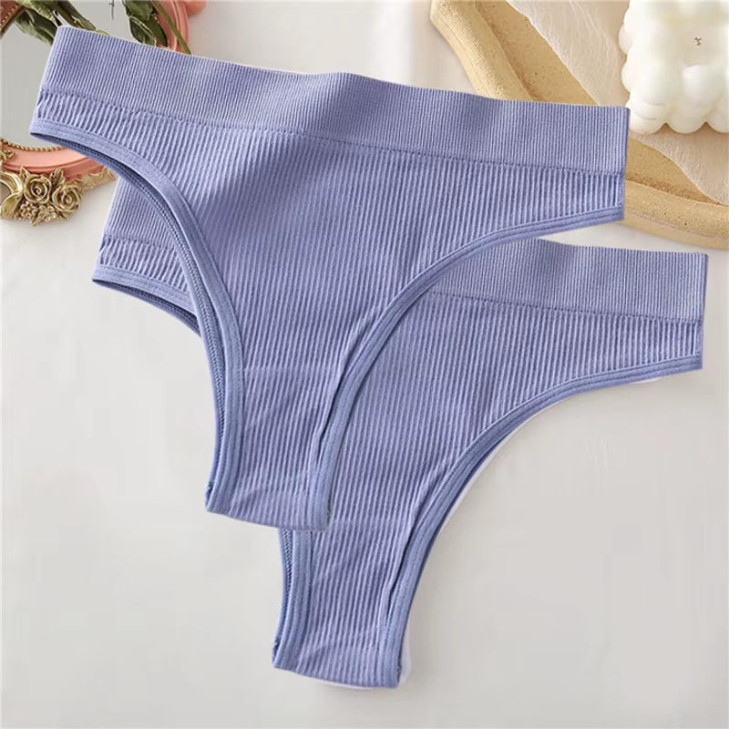 2Pcs/Set Sexy Thong Panties Women'S Underwear G-String Female Underpants Seamless Briefs Intimates Sexy Lingerie T-Back Pantys