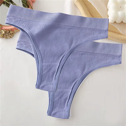 2Pcs/Set Sexy Thong Panties Women'S Underwear G-String Female Underpants Seamless Briefs Intimates Sexy Lingerie T-Back Pantys