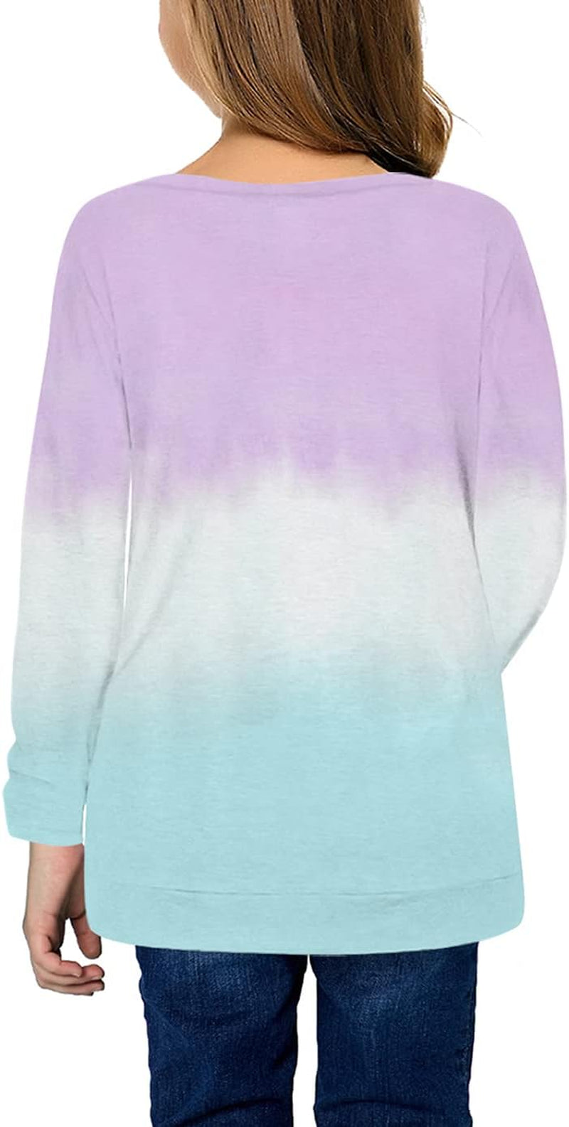 Girls Casual Tunic Tops Knot Front Long Sleeve Loose Soft Blouse T-Shirt Size 4-13