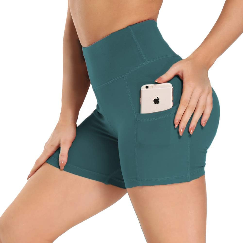 Yoga Shorts for Women – 5" High Waisted Biker Shorts with Pockets for Workout, Training, Running