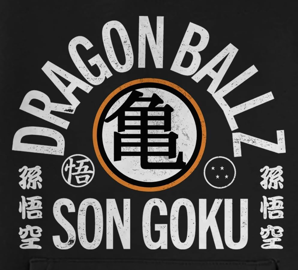 Youth Boys Black Dragon Ball Z Anime Cartoon Hooded Graphic Sweatshirt