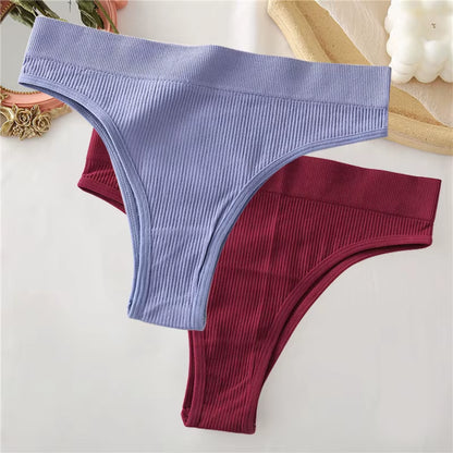 2Pcs/Set Sexy Thong Panties Women'S Underwear G-String Female Underpants Seamless Briefs Intimates Sexy Lingerie T-Back Pantys