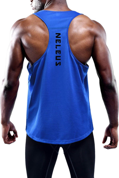 Men'S Workout Running Tank Top Sleeveless Gym Athletic Shirts Pack of 3,5080,Black/Blue/Navy,M