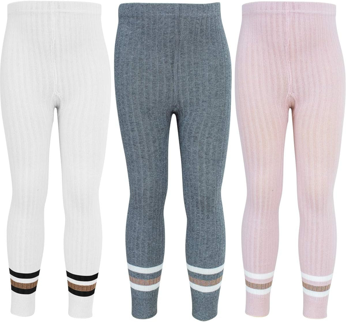 Little Baby Girls Ankle Length Knit Footless Tights Cable Knit Leggings (6-8 Years, CG1771)