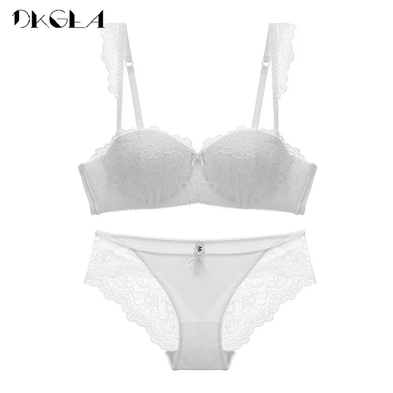 New Fashion Green Brassiere Deep V Push up Bra Set Thick Cotton a B C Cup Women Bras Lingerie Set Lace Sexy Underwear Black