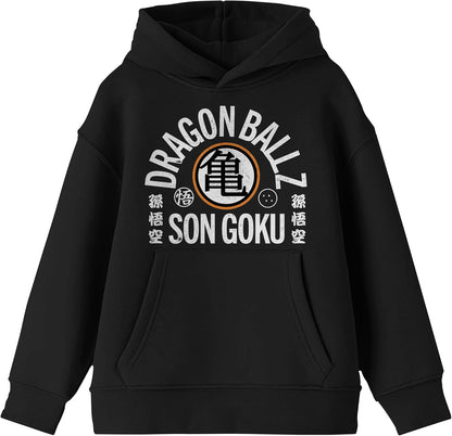Youth Boys Black Dragon Ball Z Anime Cartoon Hooded Graphic Sweatshirt
