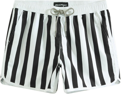 Mens Boys Short 80S 90S Vintage Swim Trunks with Mesh Lining Quick Dry Swim Suits Board Shorts