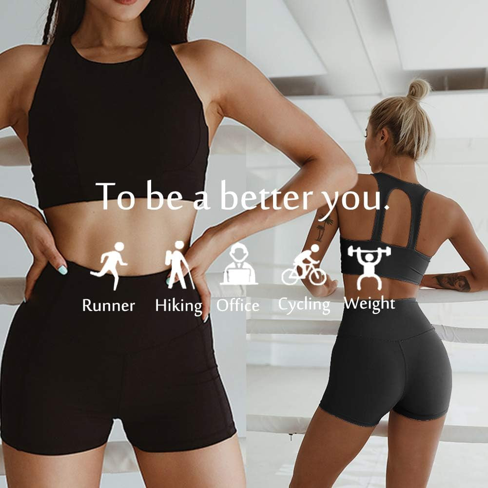 Yoga Shorts for Women – 5" High Waisted Biker Shorts with Pockets for Workout, Training, Running