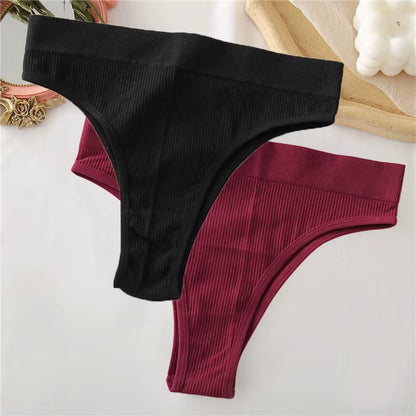 2Pcs/Set Sexy Thong Panties Women'S Underwear G-String Female Underpants Seamless Briefs Intimates Sexy Lingerie T-Back Pantys