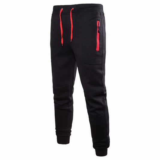 Men'S Solid Drawstring Pants Elastic Waist Tapered Joggers Slim Stretch Sweatpants Zipper Pocket Fitness Trousers Fashion Hippie Regular Fit Fall Winter Outdoor Casual Long Pants